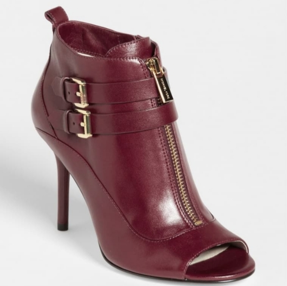 MICHAEL Michael Kors Shoes - Michael Kors Brena Open Toe Burgundy Booties